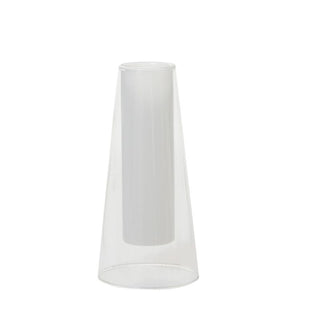 Curie Vase - Holt x Palm -  The Curie Vase is chemistry meets classy, brains meets beauty. Handmade from clear borosilicate glass & solid white milk glass, this piece can be a science project for propagating plants or a budvase for displaying single stemmed beauties. Small: 4" x 7.25" Large: 4.5" x 9.25"