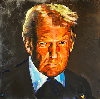 President Trump - Original Artwork by Moises Avila Trujillo - Holt x Palm -  Add a touch of political humor and support local art with this original 24x24 acrylic painting by Moises Avila Trujillo. Whether you love him or hate him, it's hard to deny the awesome detail in this quirky portrayal of our president. Grab it while you can and show off your playful side!