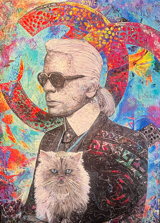 The Heir - Original Artwork by Braydon Bugazzi - Holt x Palm -  Calling all fashion fanatics, The Heir by Braydon Bugazzi is a pop culture classic piece featuring Karl Lagerfield art. Make a big statement with this one-of-a-kind artwork. (Only serious fashionistas need apply.)