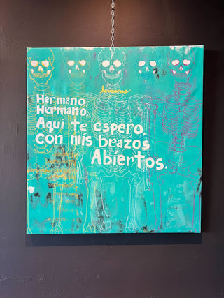 Hermanos by Eric Gazca - Holt x Palm -  "Pick up some brotherly love with Hermanos by Eric Gazca. Featuring stunning artwork inspired by family, this up and coming artist's pieces are a must-have for any art collector. Local pickup only, you don't want to miss out on these one-of-a-kind pieces!" 50" x 48" Mixed Media on Canvas