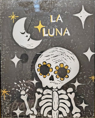 La Luna - Original Artwork by Gabriela Guzman Cayetano - Holt x Palm -  La Luna was originally carved on linoleum and printed on heavy, acid free paper. La luna had some gold accents to enhance color. This print is 1 of 1, this won't be printed again like this.