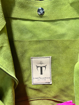 Chartreuse Suede Peace Tote - HandMade in California