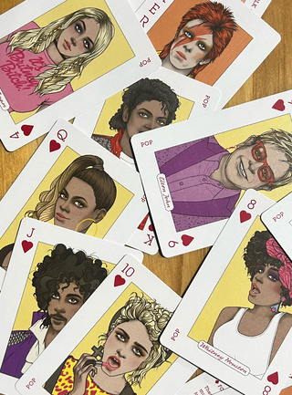 Music Genius Playing Cards!  All the greats are here... - Holt x Palm -  Unleash your inner music genius with these playing cards featuring legendary icons like Bowie, Kanye, and Debbie Harry. Perfect for game nights and music lovers alike. Perfect little stocking stuffer, fun co-worker gift or as an add-on to a bigger gift :-)