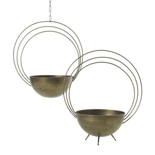 Space Planter - Bowl and Hanger Available - Holt x Palm -  Add a touch of luxury to your space with our Space Planter! The gold bowl and Saturn-style rings offer a unique and stylish aesthetic. Use it as a standalone bowl or as a quirky plant hanger. Elevate any room with this versatile and playful piece. Available in two Variations: Plant Hanger - 10" x 17.75" Bowl - 10" x 18.5"