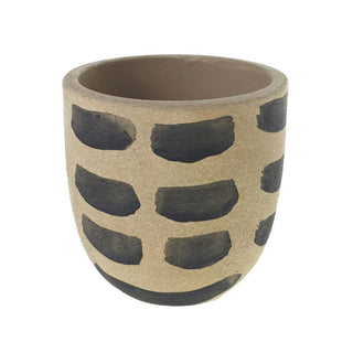 Hand Painted Terracotta Pot - Holt x Palm -  Add some unique flair to your plant collection with this hand painted terracotta pot. With bold brush strokes in black and earth tones, this pot measures 3.75" x 3.75" and is truly one-of-a-kind. Perfect for the non-conformist botanist in you!