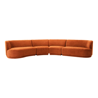 The Ginger Mid Century Sectional - Holt x Palm -  Unleash your inner spice with The Ginger Mid Century Sectional. This 4 piece sectional in paprika is not only cool, but also cozy with its 100% polyester upholstery, it's as sustainable as it is stylish. Sit back and relax on this 158.5" W x 107.7" D x 32.25" H sofa with a playful touch of rad.