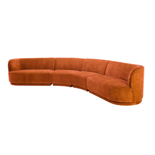 The Ginger Mid Century Sectional - Holt x Palm -  Unleash your inner spice with The Ginger Mid Century Sectional. This 4 piece sectional in paprika is not only cool, but also cozy with its 100% polyester upholstery, it's as sustainable as it is stylish. Sit back and relax on this 158.5" W x 107.7" D x 32.25" H sofa with a playful touch of rad.