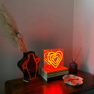 Neon Red 'Heart' light in Mini Acrylic Box