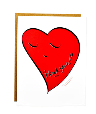 Thank You Heart - Hand Illustrated Greeting Card - Holt x Palm -  A thank you greeting card with a whole lot of love. Greeting card with recycled kraft envelope. All Gogoreego cards are hand-drawn, designed and printed for you in sunny Los Angeles, CA. Flat printed on 100lb FSC/Green e-certified/PCW white paper. Blank inside. Card size: A2 (4.25" x 5.50" Folded)