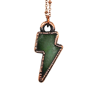 The "Lola" Lightning Bolt Necklace - Aventurine Quartz x Antique Copper