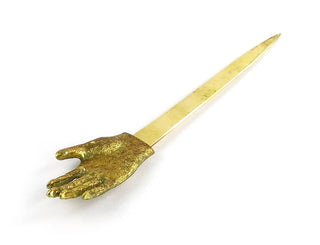 Pewter Hand Letter Opener - Holt x Palm -  Get a touch of vintage vibes with our Pewter Hand Letter Opener! Made with a gold letter opener and handcrafted design, it's the perfect addition to your desk. Plus, it'll add a touch of playfulness to your workspace.