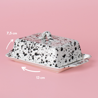 Handmade Black x White Paint Splatter Butter Dish