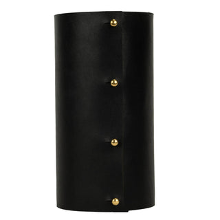 " The Emperor" Luxury Leather Wrapped Vase - Holt x Palm -  Add a touch of luxury to your home with "The Emperor" vase. The leather wrap is Hand-made and removable for easy cleaning. This vase features gold plated spikes for a unique and stylish touch. Elevate your decor with this quirky and playful piece. 8" tall x 4" wide