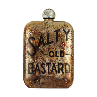 SALTY OLD B*STARD WHISKEY FLASK - Holt x Palm -  Give a SALTY OLD B*STARD WHISKEY FLASK to a grump who loves to drink! This funny flask is the perfect gift for someone who doesn't take themselves too seriously. Fill it up and add an extra dose of humor to any occasion! 6 oz stainless steel with etched embellishments atop our classic patina.