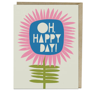 Lisa Congdon Happy Day Card - Holt x Palm -  This artwork by Lisa Congdon is so pretty & pink, just looking at it makes us feel happier. And we’re not even having a birthday, graduation, or new job… or moving to Paris or meeting Dolly Parton. But that’s how this card feels. • Blank card, A2 size (4.25 x 5.5 inches) • Printed on heavyweight uncoated stock • Comes with a matching kraft envelope