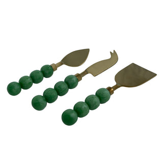 Hyaline Bubble Cheese Knives Set of Three - Green - Holt x Palm -  Item Size: 8.00L X 2.00W X .20H Stainless Steel - Resin Country of Origin: INDIA