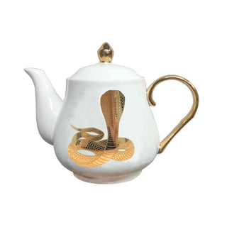 The Most Adorable Cobra Teapot w/ Gift Box - Holt x Palm -  Sippin' tea never looked so cool! Check out our ceramic 24K gold laced Cobra tea-pot...pair this beauty with one of our Poison or Queen tea cups and you have the most unique and unexpected gift for someone amazing...or yourself :-). You deserve it! Plated 24K gold material from Germany. 6" H (including lid) 6" L (handle to spout) 5" W.