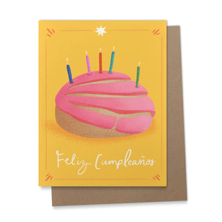 "Feliz Cumpleanos" Happy Birthday Spanish Greeting Card - Holt x Palm -  Who doesn't love some sweet bread? Add a little cultural flair to your birthday greetings :-)Size: A2 (4.25x5.5 inches) Uncoated Paper Blank Inside Comes with a Kraft Brown Envelope and Plastic Sleeve Made in the U.S.A