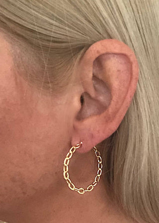 Pepa Hoop Earrings - Holt x Palm -  Chain link hoop studs. Total diameter 1.25". Gold filled materials.