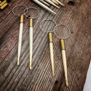 The "Beth" Porcupine Quill & Brass Casing Earrings