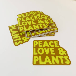 PEACE LOVE & PLANTS - Holt x Palm -  PEACE LOVE & PLANTS a perfect sticker for any plant lover . aprox. 3 inches matte finish Neon lettering