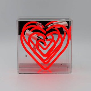 Neon Red 'Heart' light in Mini Acrylic Box