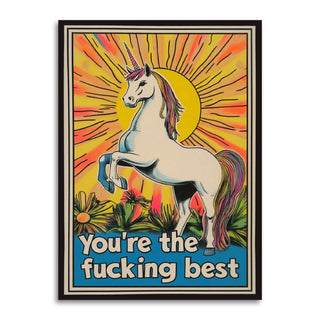 You're The Fucking Best - Unicorn Love / Friendship / Encouragement Card - Holt x Palm -  Celebrate someone's exceptional awesomeness with our "You're the Fucking Best" greeting card, featuring a fabulously retro unicorn! Details: • Premium quality, soft touch cardstock • Includes an A2 kraft envelope (4-3/8" x 5-3/4") • Blank inside • All cards are individually packaged in a cellophane sleeve 🇺🇸 Each card is printed in the USA.