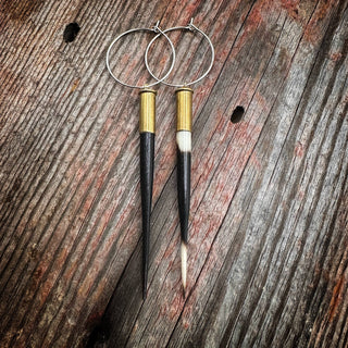 The "Beth" Porcupine Quill & Brass Casing Earrings - Onyx