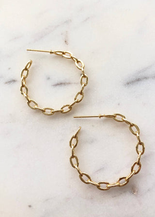 Pepa Hoop Earrings - Holt x Palm -  Chain link hoop studs. Total diameter 1.25". Gold filled materials.