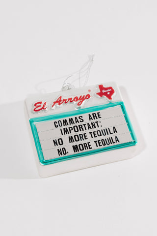 Commas Are Important Ornament - Holt x Palm -  This one of a kind ornament is sure to be a festive hit! Made from mercury glass, this marvelous marquee adds a touch of humor to your tree that can be treasured for years to come. - SIZE: 4.5"W x 1 9/16"D x 3.5"H - Collectible mercury glass ornament - Packaged in a gift-ready box