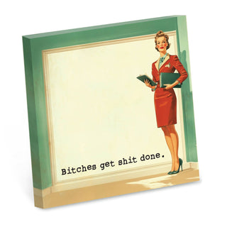 Bitches Get Shit Done - Funny Sarcastic Sticky Note Pad - Holt x Palm -  Introducing the ultimate management tool for every go-getter: the "Bitches Get Shit Done" sticky note! This sticky note is the perfect blend of sass and motivation. • sized at 3"x3" • 50 pages • one printed side, one design on all sheets • full color printed sheets • individually sealed in a clear cellophane bag with manufacturing label on the back