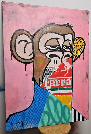 Bored Ape - Original Artwork by Ruben Moody - Holt x Palm -  Add some quirky and playful vibes to your space with Bored Ape's original artwork by Ruben Moody. This 24" x 36" acrylic on canvas piece supports local art and is only available for local pickup. Hang it up and give your walls some artistic flair!