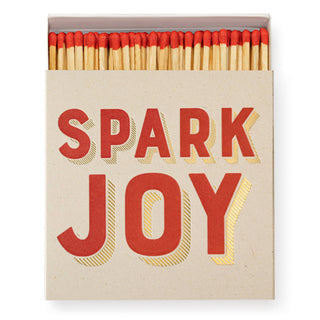 Spark Joy Matchbox 🎄 - Holt x Palm -  A joyful festive phrase that is beautiful letterpressed and foiled. Designed by the creative minds at Archivist. Our best selling square matchboxes is where it all started! Making fabulous, fun & practical gifts for any occasion! Stick color may vary from color shown in image. Contains 125 matches , each measuring 100mm long Dimensions 110 x 110 x 50 mm