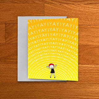 Yay! Celebration Card - Holt x Palm -  Say "Yay"! with this adorbs card... Standard Size: 4" x 5-1/4" Blank greeting card. Includes A2 (4-3/8" x 5-3/4") envelope and A2 size cellophane sleeve