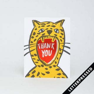 Thank You Roar Greeting Card - Holt x Palm -  "Show your gratitude with a roar (pun intended) with our Thank You Roar Greeting Card. Featuring a cool tiger design, this card is perfect for thanking anyone on any occasion. Leave your heartfelt message on the blank inside. (No tigers were harmed in the making of this card.)" Letterpress printed by Jon in Portland, Oregon Comes with a kraft envelope Dimensions: A2 (4.25 x 5.5 inches)