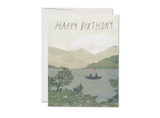 Canoe birthday greeting card - Holt x Palm -  Blank inside. 100lb heavyweight card stock. Offset printed. 4.25 x 5.5 inches. Illustrated by Becca Stadtlander. Printed by Red Cap Cards in Los Angeles, California, USA, on recycled paper.