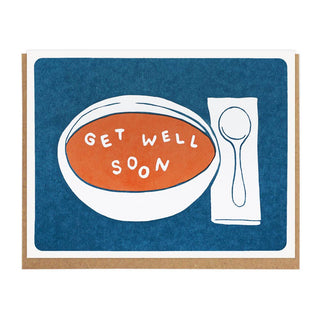 Get Well Soon Soup - Holt x Palm -  Give this with a plant or a candle and you are golden! Letterpress printed by Lucky Horse Press 100 lb. Recycled cover 4.25" × 5.5" folded cards Blank inside Matching envelopes