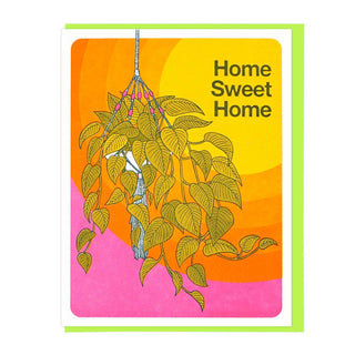 Home Sweet Home Hanging Plant - Holt x Palm -  Letterpress printed by Lucky Horse Press 100 lb. Recycled cover 4.25? × 5.5? folded card Blank inside Matching envelope