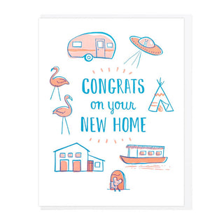 Congrats On Your New Home - Holt x Palm -  Letterpress printed by Lucky Horse Press 100 lb. recycled cover 4.25" × 5.5" folded card Blank inside Matching envelope