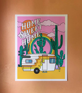 Home Sweet Home - Print - Holt x Palm -  Home is wherever you park your trailer...This super awesome print can be displayed framed, hung like a poster or just plain stuck to the fridge with some magnets. Whatever floats your boat! 11" x 14" art print, digitally printed on 100lb. felt textured paper. (does not inc. frame)