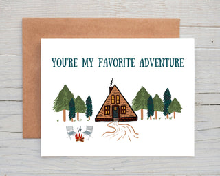 You’re My Favorite Adventure - Holt x Palm -  You’re My Favorite Adventure! DESIGN: Digital art created in Procreate and designed by me :) MATERIALS: Printed on 110# white cardstock. Includes a craft paper envelope SIZE: A2, folded INSIDE: Blank inside