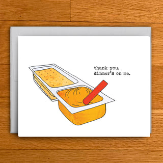 Handi-Snacks Thank You Card - Holt x Palm -  When you want to say "thanks" but the card is pretty much the thank you :-) Standard Size: 4" x 5-1/4" Blank greeting card. Includes A2 (4-3/8" x 5-3/4") envelope and A2 size cellophane sleeve