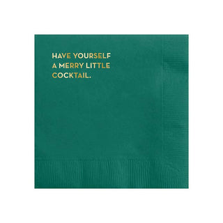 Merry Cocktail Napkins - Holt x Palm -  “Have yourself a merry little cocktail.” Make a statement at your next dinner party with these funny Merry Cocktail Napkins, perfect for someone who don't take themselves too seriously. And hey, if you don't like someone's opinion, you can always nap it up! ;) DETAIL Size: 5 x 5 Quantity: box of 20 Material: navy 3-ply tissue Printing: foil stamped Foil: gold