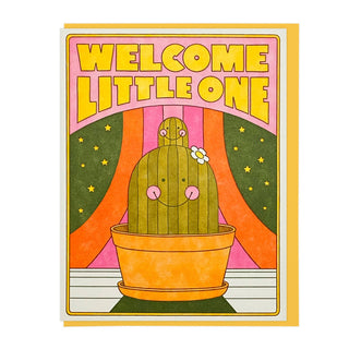 Welcome Little One - Holt x Palm -  Celebrate the new little succulent! Letterpress printed by Lucky Horse Press 100 lb. Recycled cover stock • 4.25" × 5.5" folded card Blank inside • Matching envelope