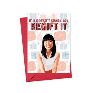 Sparks Joy Funny Christmas Card - Marie Kondo Holiday Card - Holt x Palm -  Don't send just any old card this Christmas €” send a Marie Kondo Christmas Greeting Card instead! This cheeky card features a sassy message that's sure to make your friends and family laugh. Make sure their holiday wishes are anything but ordinary with this Unique Holiday Card!