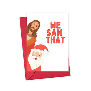 We Saw That Funny Christmas Card - Holt x Palm -  Nothing says Christmas cheer quite like a funny holiday card! Send your loved ones this super-silly design featuring Santa, Jesus, and all the festive fun of the season. Guaranteed to get everyone laughing! 🎅🤣