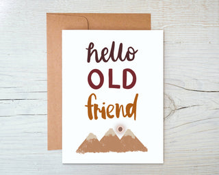 Hello Old Friend - Missing You Card - Holt x Palm -  How amazing would someone feel to get this card just out of the blue... DESIGN: Digital art created in Procreate MATERIALS: Printed on 110# white cardstock. Includes a craft paper envelope SIZE: A2, folded INSIDE: Blank inside