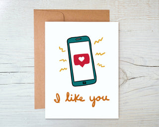 I Like You - Instagram Card - Holt x Palm -  When you're in like...this is how you say it. DESIGN: Digital art created in Procreate and designed by me :) MATERIALS: Printed on 110# white cardstock. Includes a craft paper envelope SIZE: A2, folded INSIDE: Blank inside