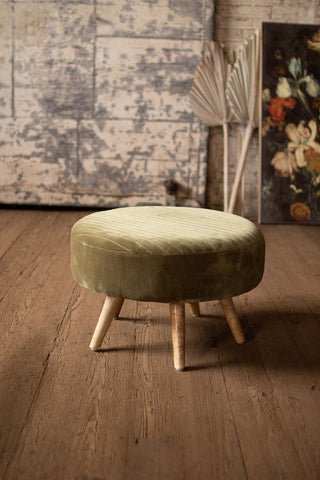 Velvet Ottoman in Avocado - Holt x Palm -  Relax in lush comfort with the Velvet Ottoman in Avocado. Kick off your shoes and sink into the soft, indulgent feel of its velvet upholstery, in a color as bright and fresh as a perfectly ripe avocado. Enjoy the best of both worlds with this comfortable, stylish piece!