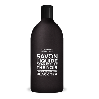 Black Tea Liquid Hand Soap Refill - 33.8 oz - Holt x Palm -  Saponified in a cauldron using a traditional method, this liquid Marseille soap gently cleanses the skin. Made with coconut oil, it's naturally rich in glycerine. Our liquid soap refills provide a money-saving, eco-friendly option! The airtight, recyclable plastic bottles can be used to fill the 10 oz pump dispenser bottles.